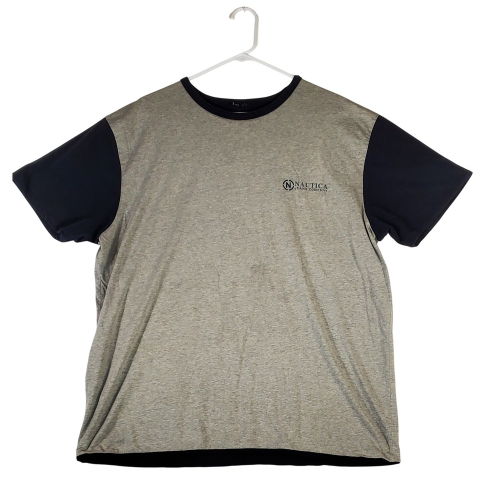 Nautica‎ reversible Jeans Company Colorblock T Shirt Mens Gray/ blue  sixe large